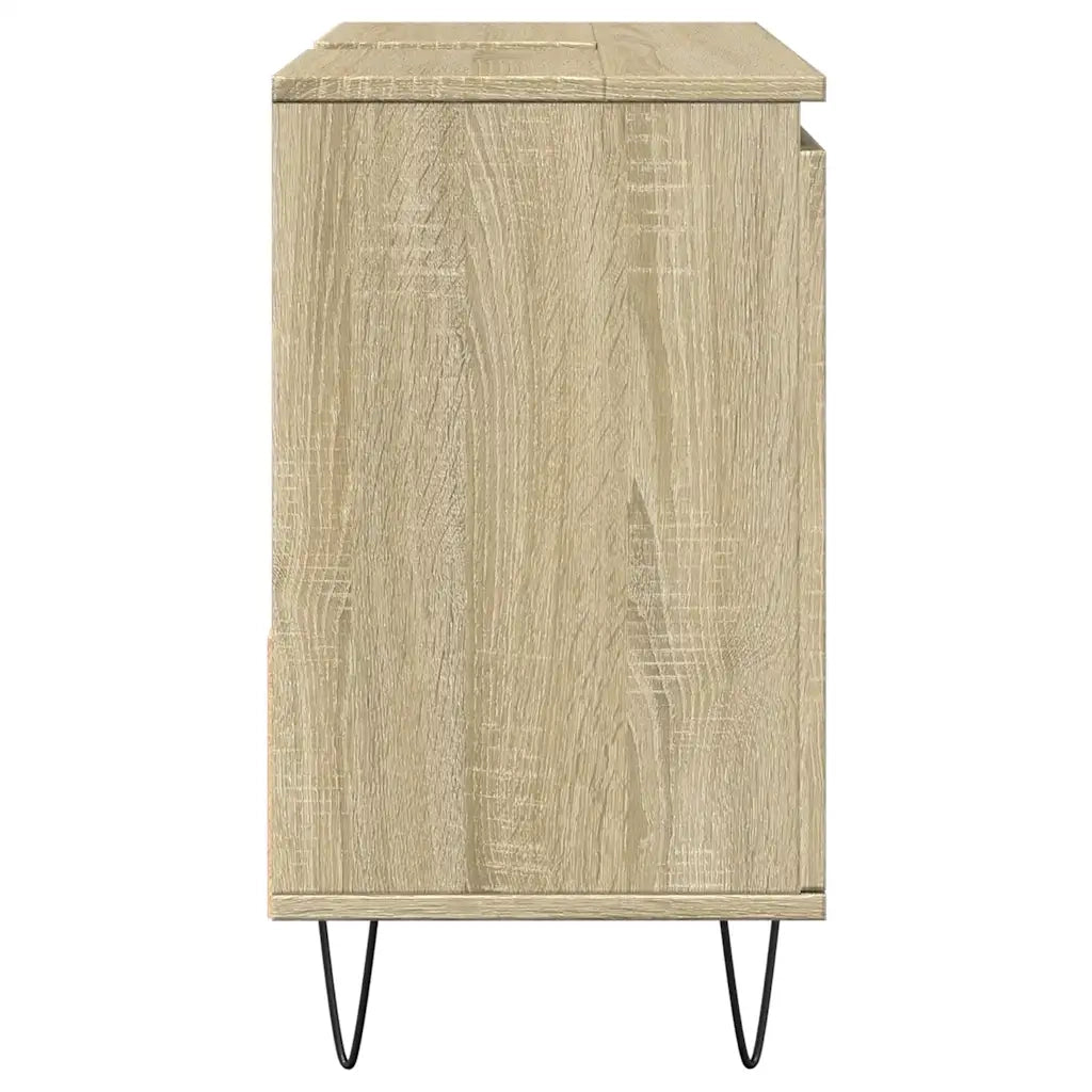 Mobile da bagno con ampi scomparti e gambe in ferro in stile industriale 65 x 33 x 60 cm in legno di rovere Sonoma 02_0049720