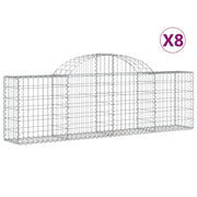 Set di 8 gabbioni ad arco per recinzione gabbia o muro di contenimento 200 x 30 x 60/80 cm ferro zincato argento 02_0041165