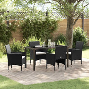 Set da Pranzo per Giardino con cuscino 5 pcs Nero polyrattan