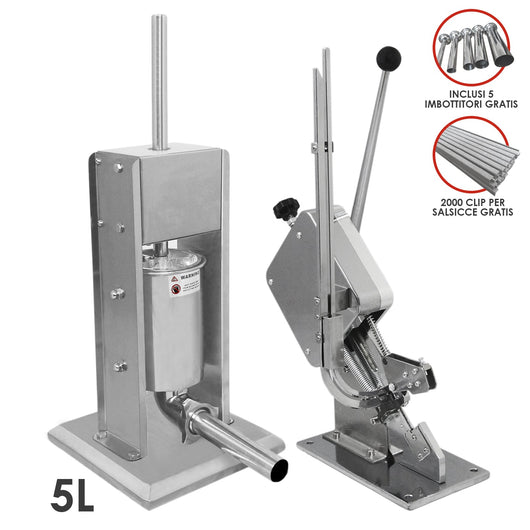 Kit Clippatrice Lega Salsicce & Insaccatrice Manuale Professionale 3L - 5L - 7L