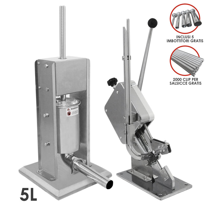 Kit Clippatrice Lega Salsicce & Insaccatrice Manuale Professionale 3L - 5L - 7L