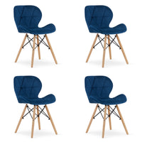 Sedia in velluto VALORA WAKO - Design ergonomico moderno - Blu navy x 4