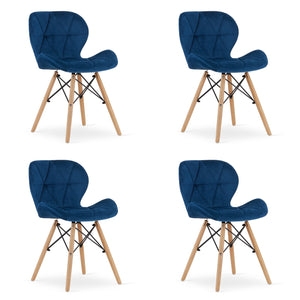 Sedia in velluto VALORA WAKO - Design ergonomico moderno - Blu navy x 4