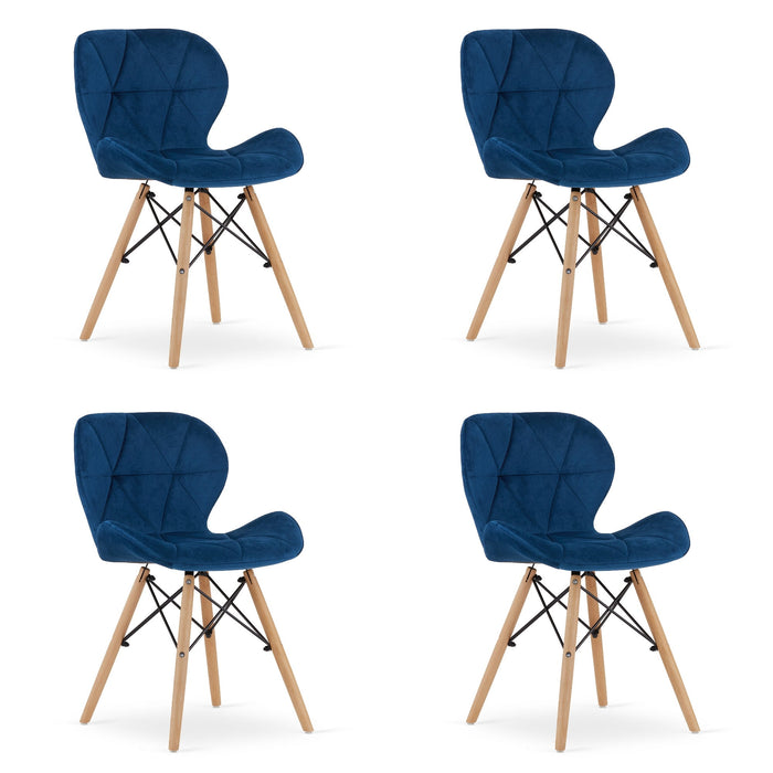 Sedia in velluto VALORA WAKO - Design ergonomico moderno - Blu navy x 4