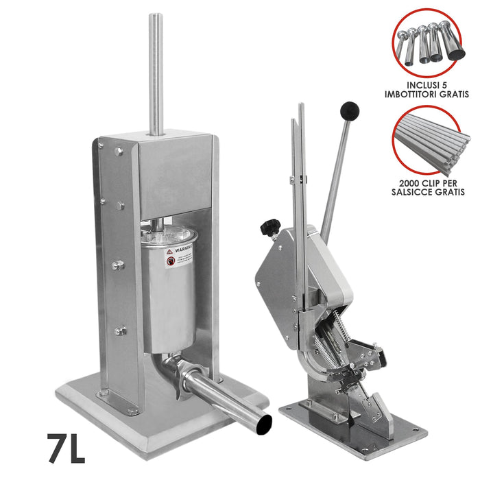 Kit Clippatrice Lega Salsicce & Insaccatrice Manuale Professionale 3L - 5L - 7L
