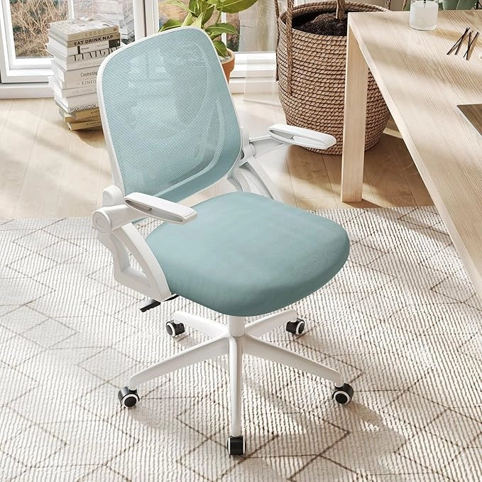 Sedia da Ufficio in Rete, Sedia da Scrivania Ergonomica con Supporto Lombare e Braccioli Ribaltabili, Sedia da Lavoro Girevole, con Ruote Regolabile in Altezza, Portata 150 kg