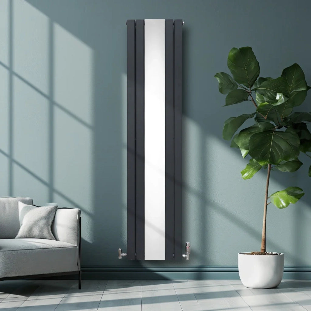 Radiatore a Specchio a Doppia Colonna Verticale Grigio Antracite 1800mm x 425mm