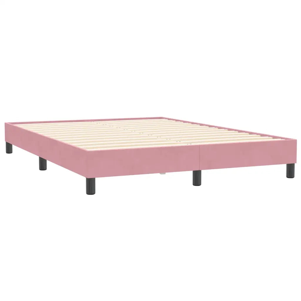 Giroletto a Molle con Materasso Rosa 160x210 cm in Velluto 3317786