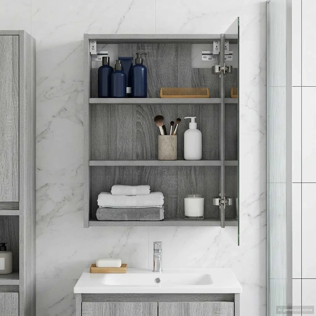 Mobiletto per specchio da bagno Grigio Sonoma 43 x 16 x 62.5 cm