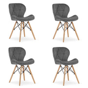 Valora WAKO Sedia in velluto grigio design moderno per soggiorno x4