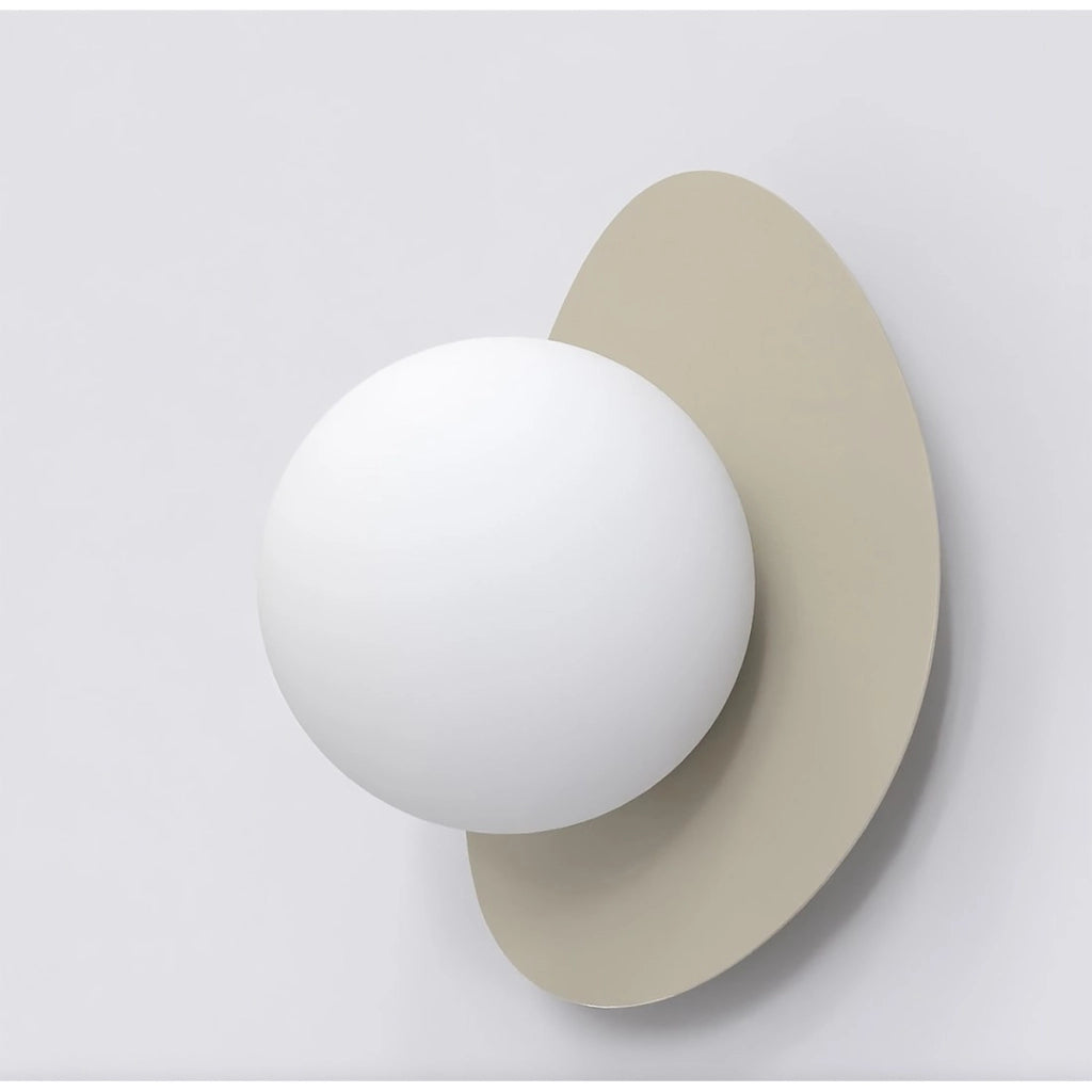 Lampada a parete OVO in acciaio mokka e vetro bianco