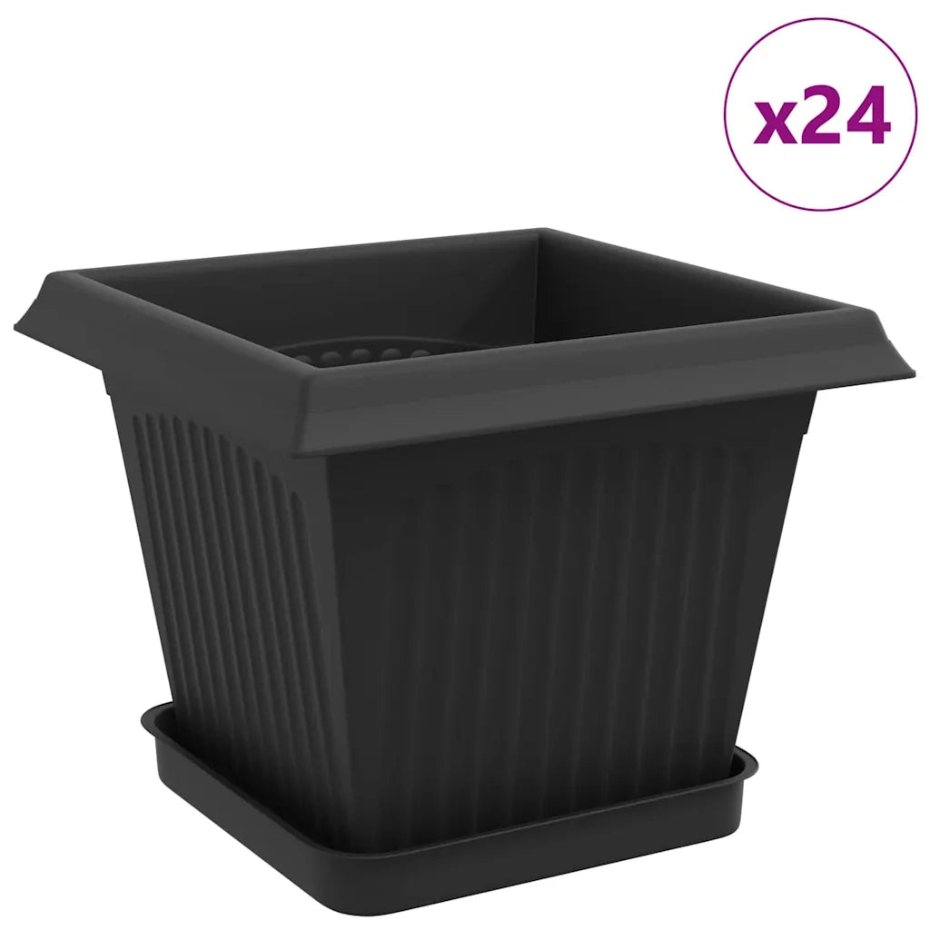 Vasi per Piante 24 pcs Nero 20 x 20 x 16 cm Plastica 3403312