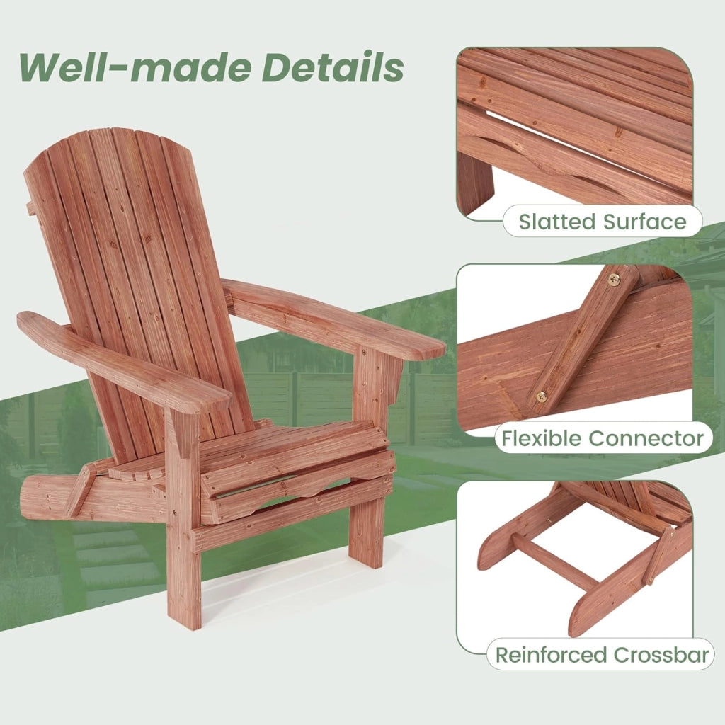 Set di 2/4 Sedie Adirondack Pieghevoli, Sedia da Esterno con Telaio in Legno di Abete, Schienale Alto e Braccioli Ergonomici, Sedia Adirondack per Patio Giardino Cortile Campeggio (1, Giallo)