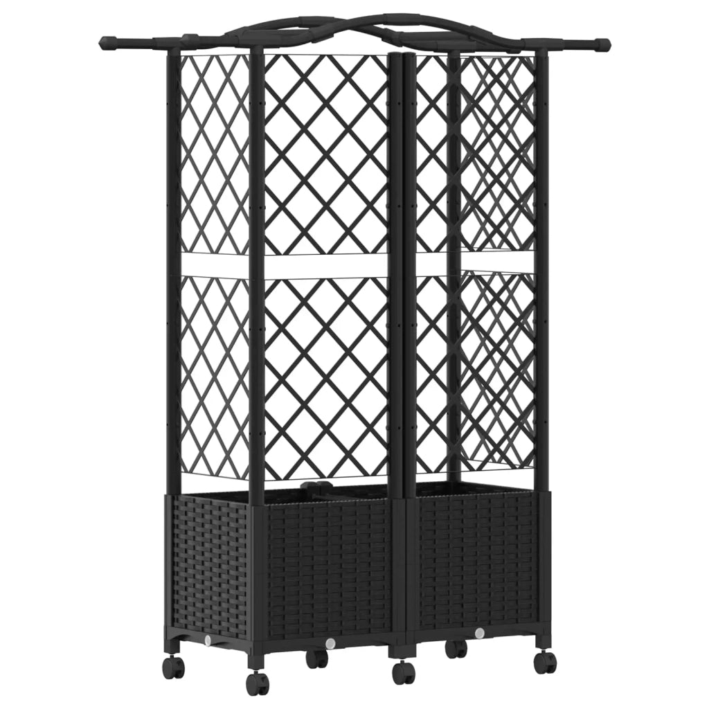 Letto Rialzato con Griglia e Tetto Nero 122 x 40 x 144 cm PP 3423022