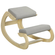 Sedia Ergonomica con Inginocchiatoio e Reclinabile ¨C Minimal ¨C Tessuto Effetto Lino, Legno, Grigio Chiaro, 55x85x55 cm