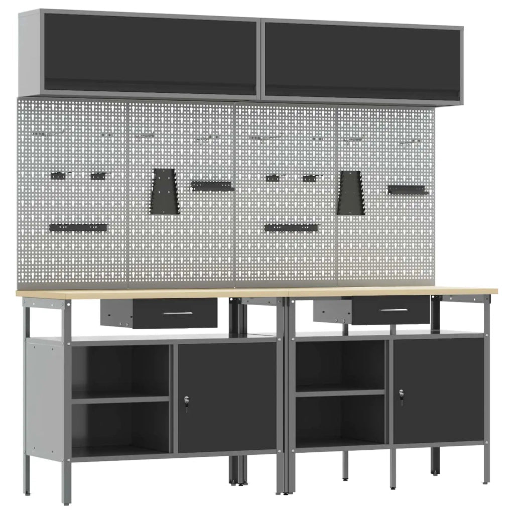Set banco da lavoro con cassetto con blocco 8 pcs Nero e Grigio 3321498