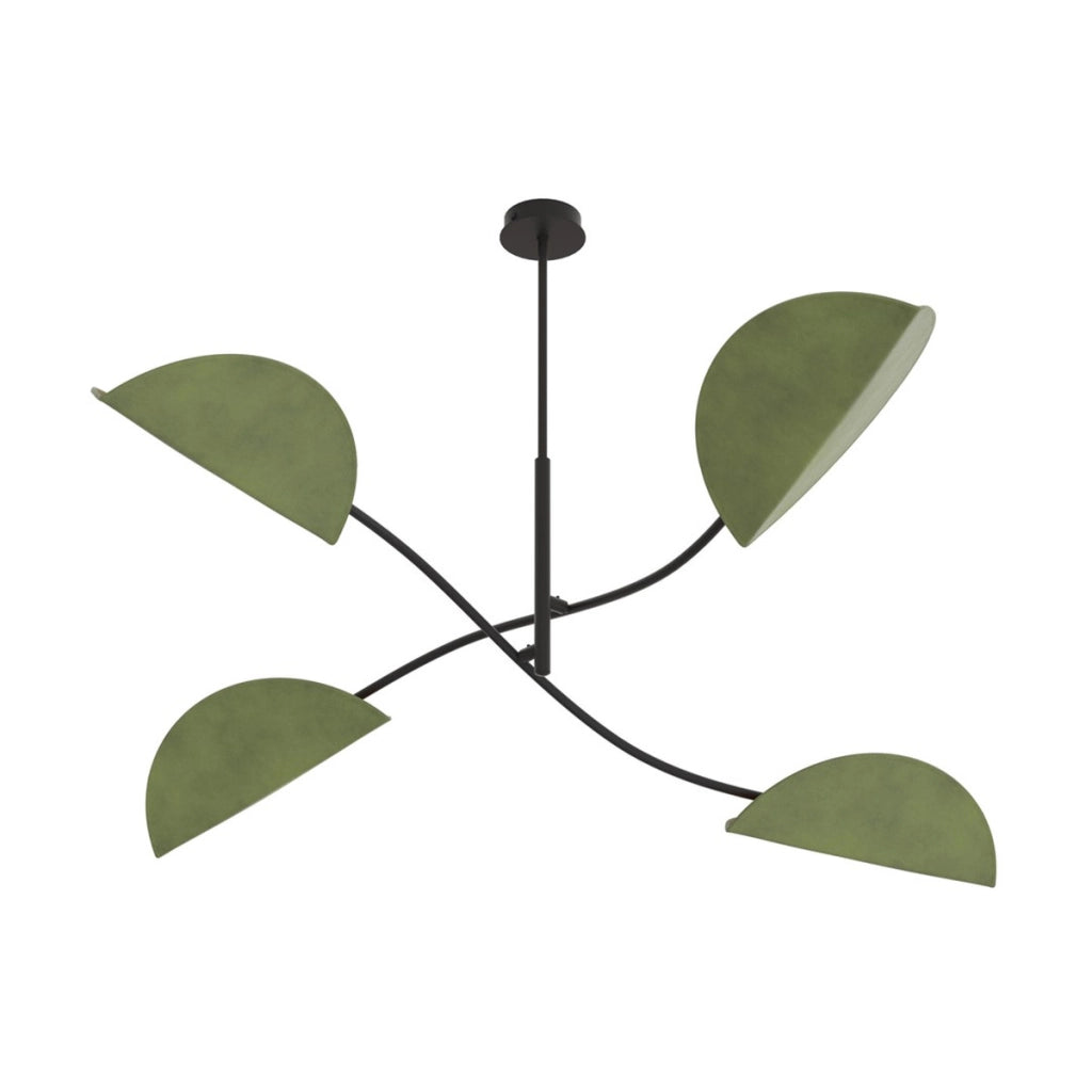 Lampada a sospensione Lotus in acciaio nero e velluto verde