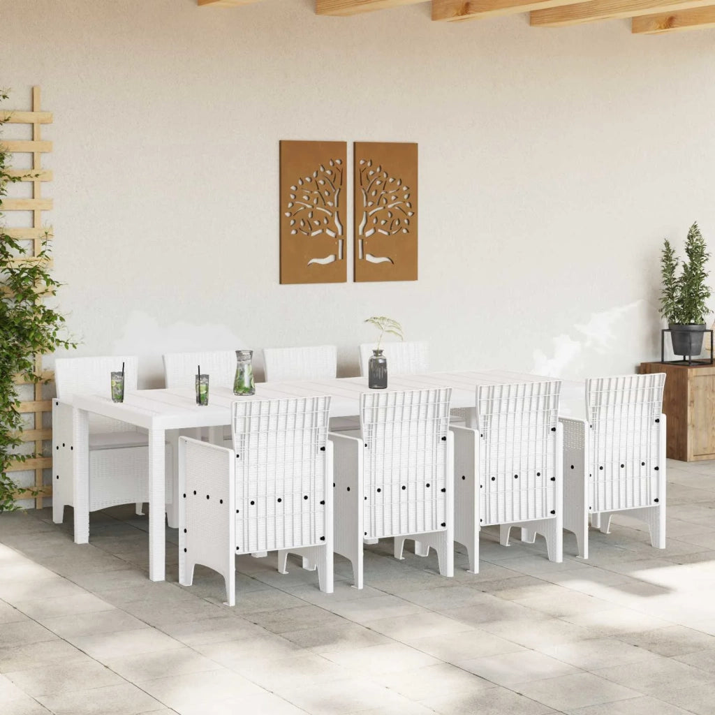 Set da Pranzo per Giardino 9 pcs Bianco Polipropilene
