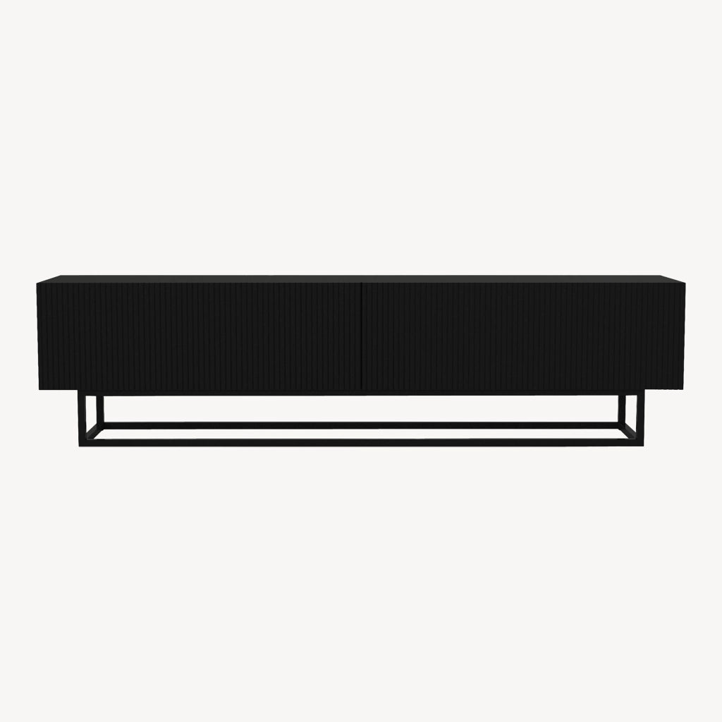 Mobile Porta TV Verpsboga a 2 Ante Decorative e Telaio in Metallo 180x32x47 cm - Nero [en.casa]