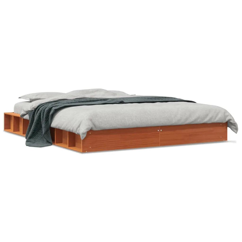 Letto senza Materasso Marrone Cera 150x200 cm in Legno di Pino 844427