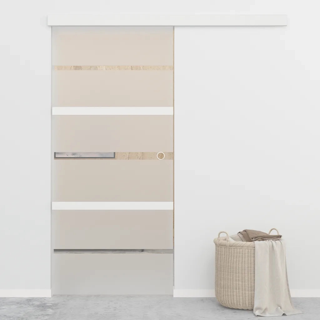 Porta Scorrevole in Vetro ESG e Alluminio 90x205cm Argento 288059
