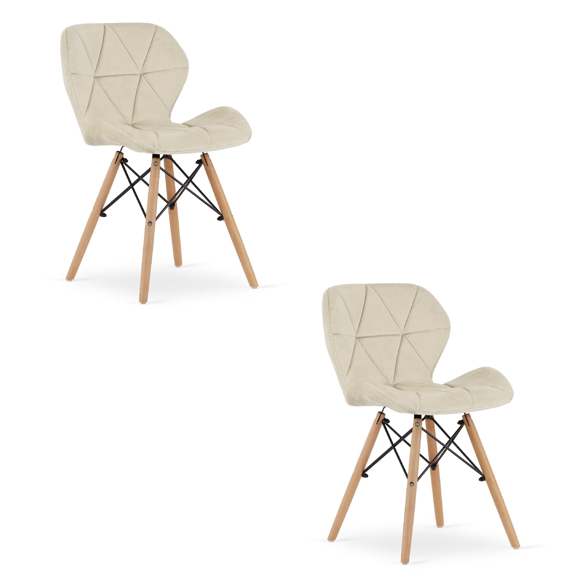 Sedie Valora WAKO in velluto beige con gambe in legno di faggio x2