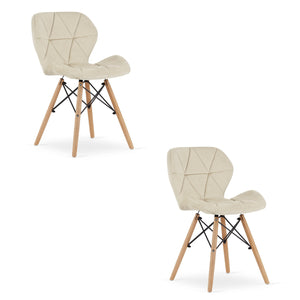 Sedie Valora WAKO in velluto beige con gambe in legno di faggio x2