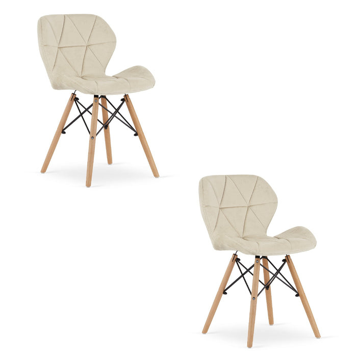 Sedie Valora WAKO in velluto beige con gambe in legno di faggio x2