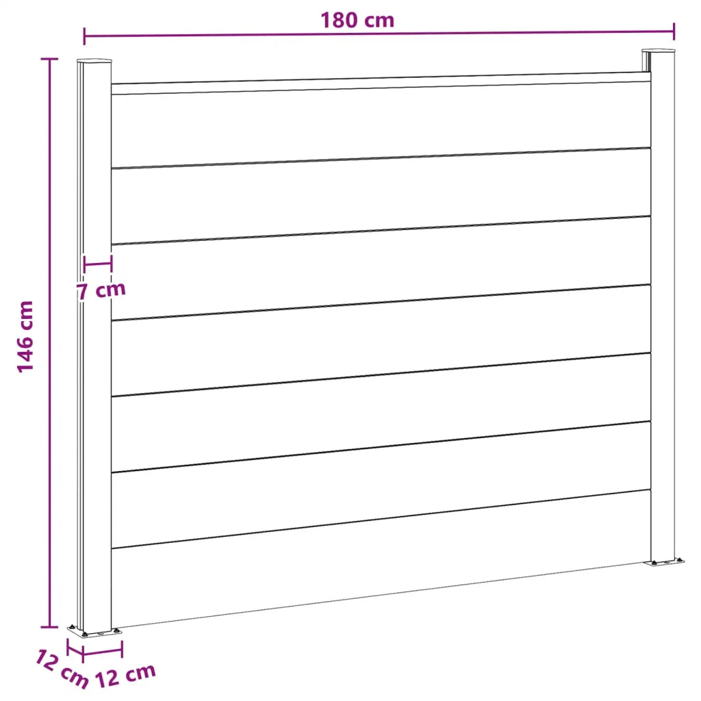 Pannello di Recinzione WPC e Alluminio Nero 42039066