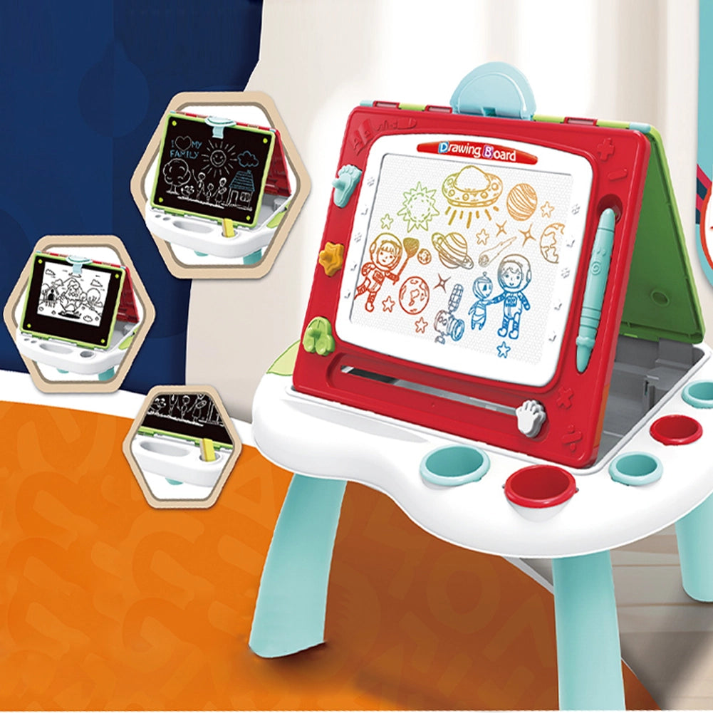 Lavagna per Bambini 4in1 Lavagnetta Pieghevole Doppio Lato Accessori Idea Regalo