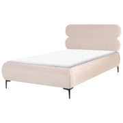 Letto matrimoniale con rete testiera in velluto beige chiaro gambe in metallo camera da letto 120 x 200 cm classica minimalista