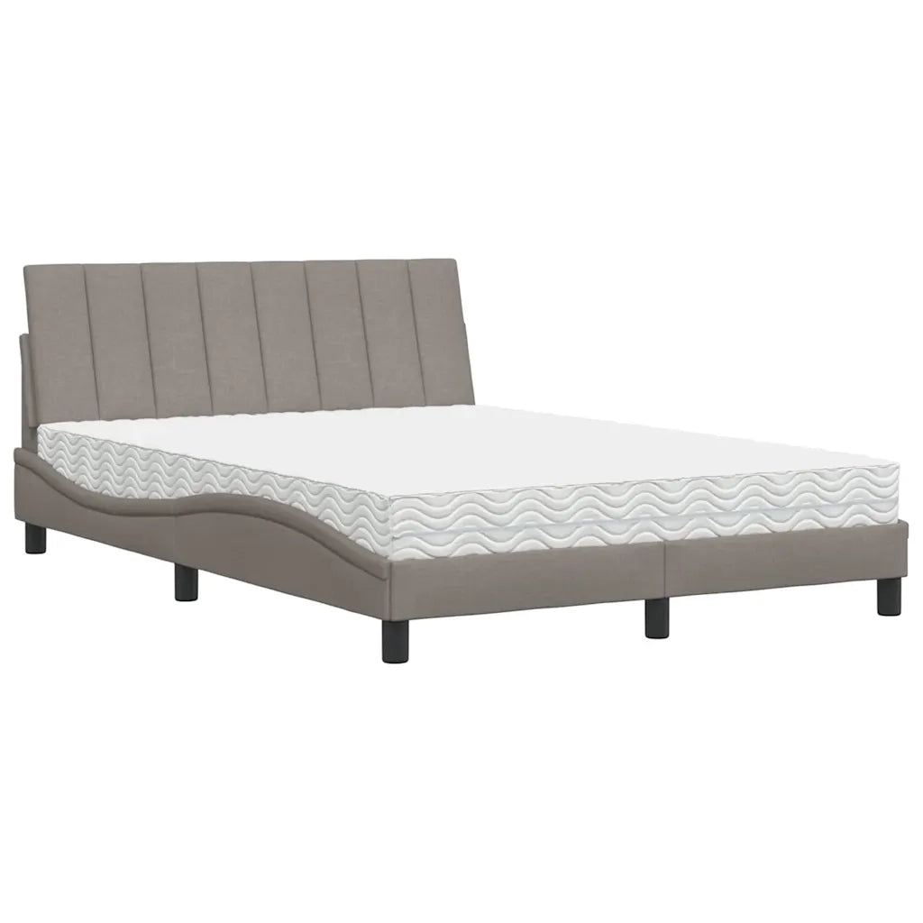 Letto con Materasso Hanko Tortora 140x200 cm in Tessuto 3310535