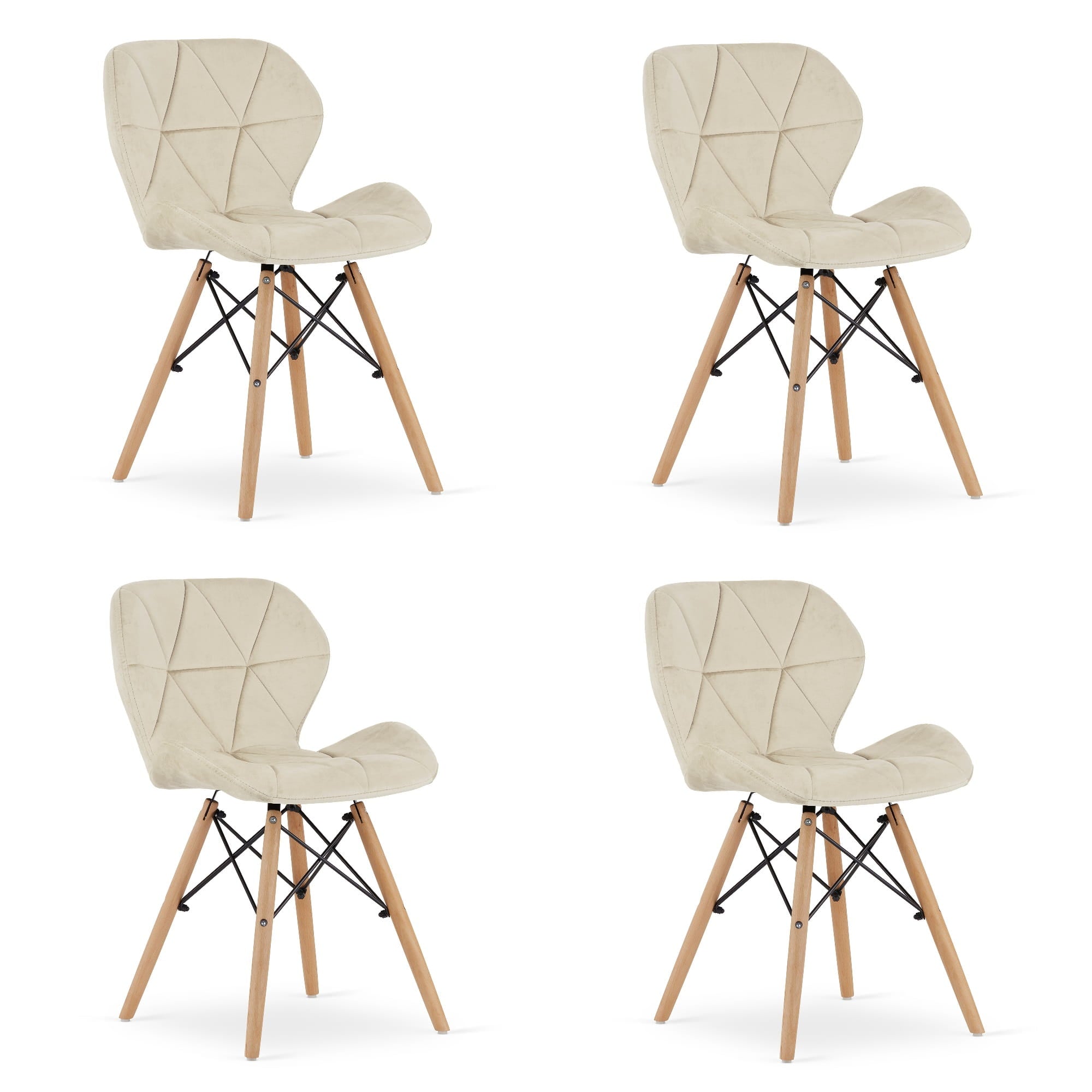 Valora WAKO Sedia in velluto Design Moderno Beige x4