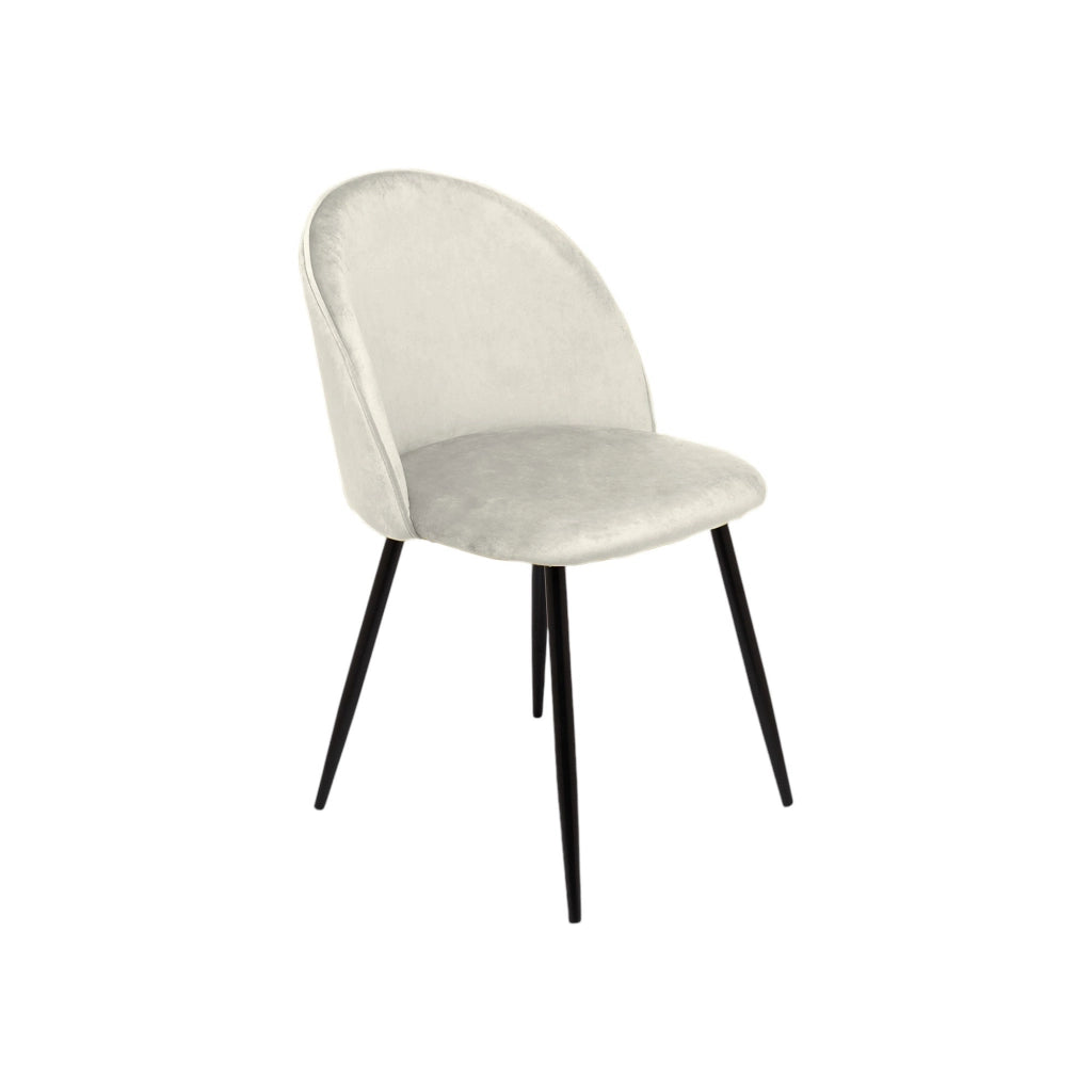 Set di 6 sedie Achito, Poltrona rivestita in velluto, Sedia da pranzo imbottita, Seduta per riunioni, 51x54h82 cm, Panna