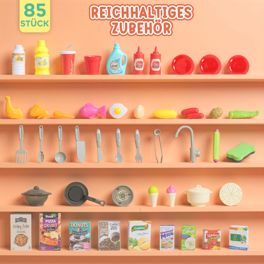 Cucina giocattolo con acqua corrente e 85 accessori ¨C Xylo ¨C verde plastica con luci e suoni