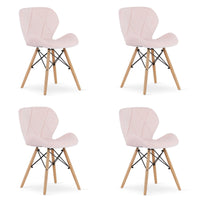 Valora WAKO Sedia in velluto dal design moderno rosa per soggiorno x4