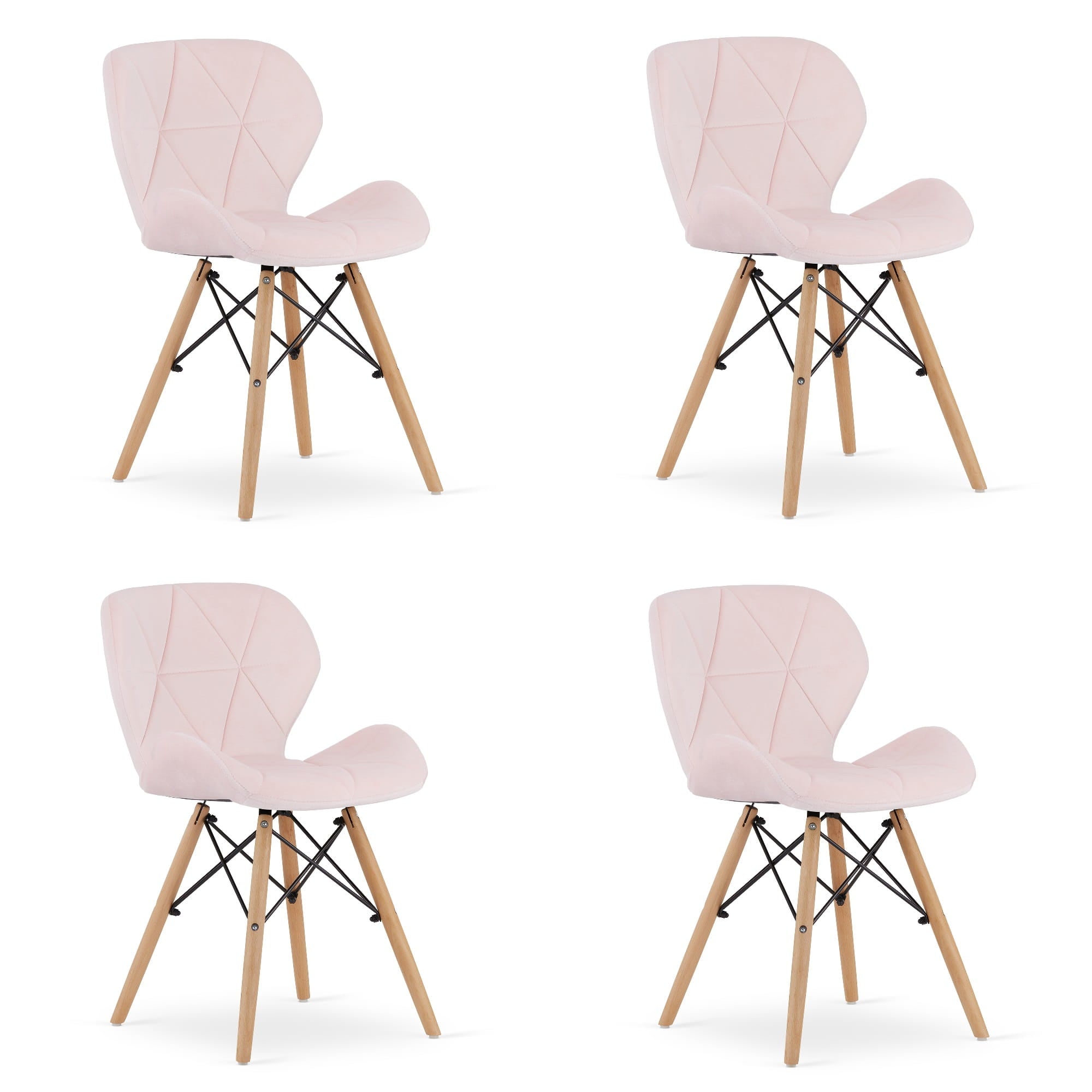 Valora WAKO Sedia in velluto dal design moderno rosa per soggiorno x4