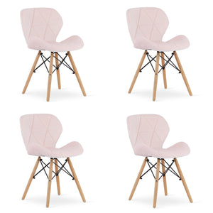 Valora WAKO Sedia in velluto dal design moderno rosa per soggiorno x4