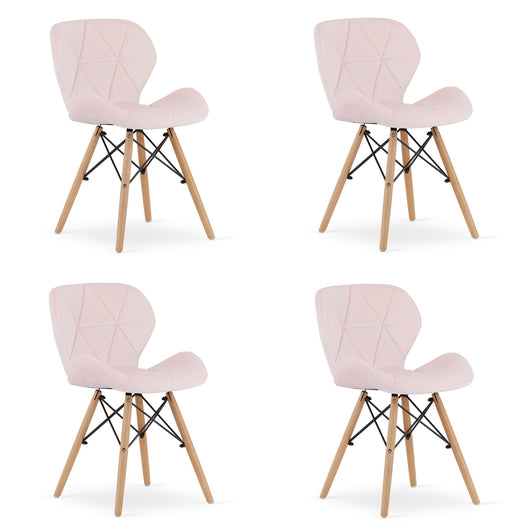 Valora WAKO Sedia in velluto dal design moderno rosa per soggiorno x4
