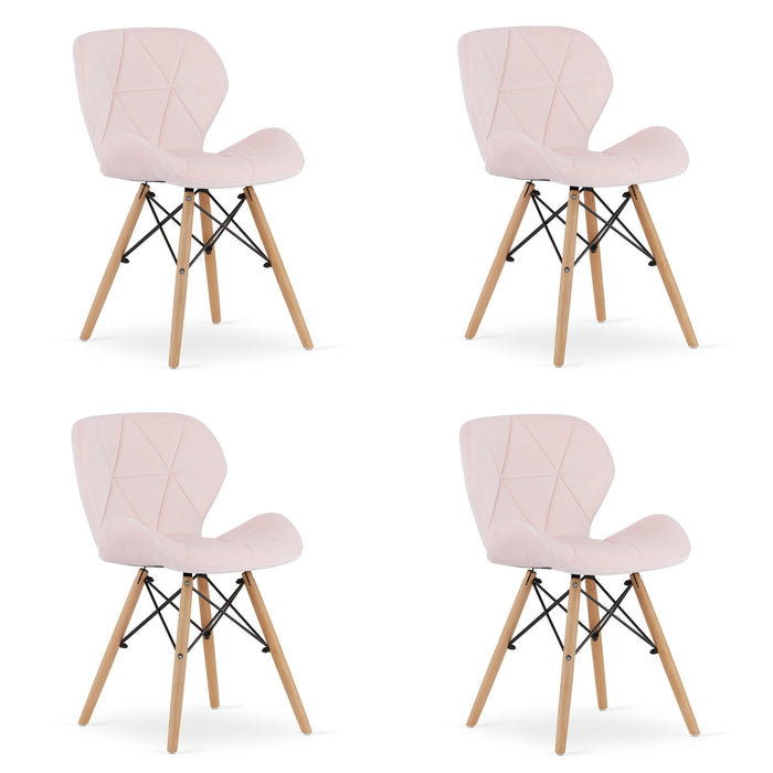 Valora WAKO Sedia in velluto dal design moderno rosa per soggiorno x4