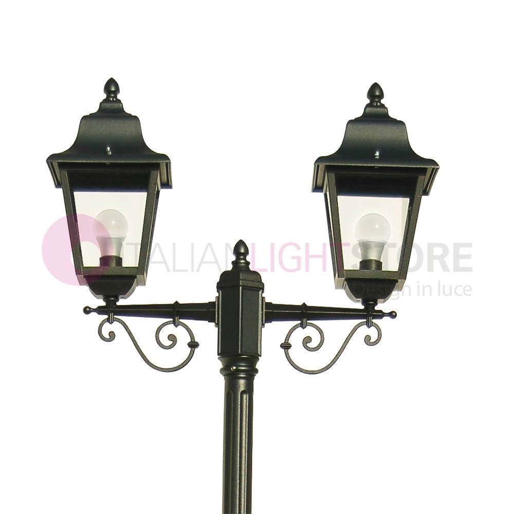 ARYEL Lampione h.218 a 2 luci per Esterno Lanterne Classiche Quadrate