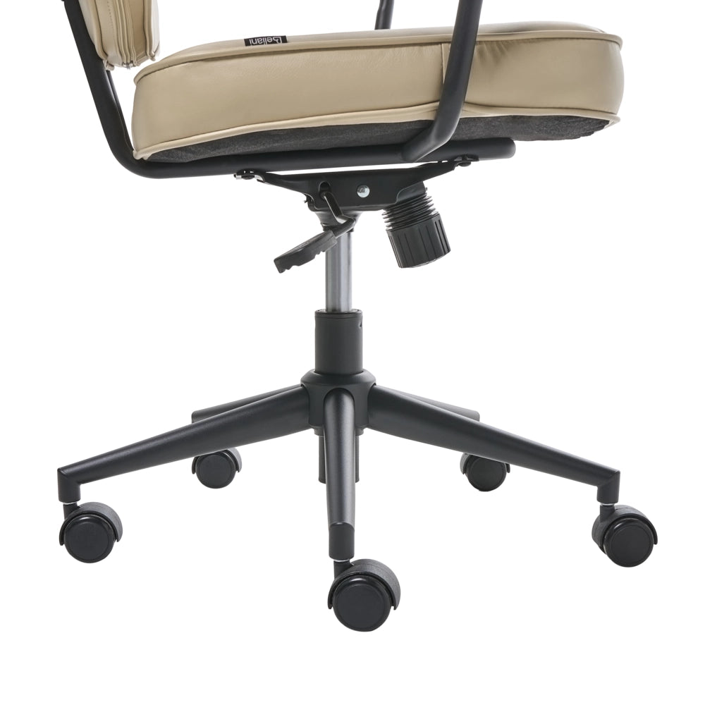 Sedia da ufficio retrò in similpelle beige stile retò tradizionale per ufficio di casa