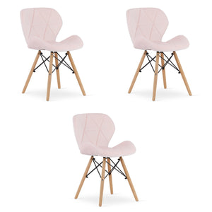 Valora WAKO Sedia in velluto rosa dal design moderno per soggiorno x3