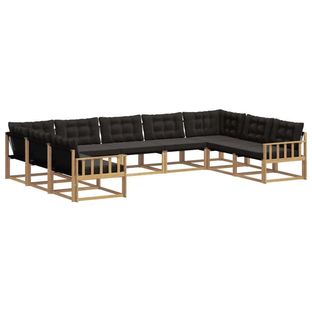 Set di divani da esterno con cuscino 9 pcs Bianco e Nero 3389066