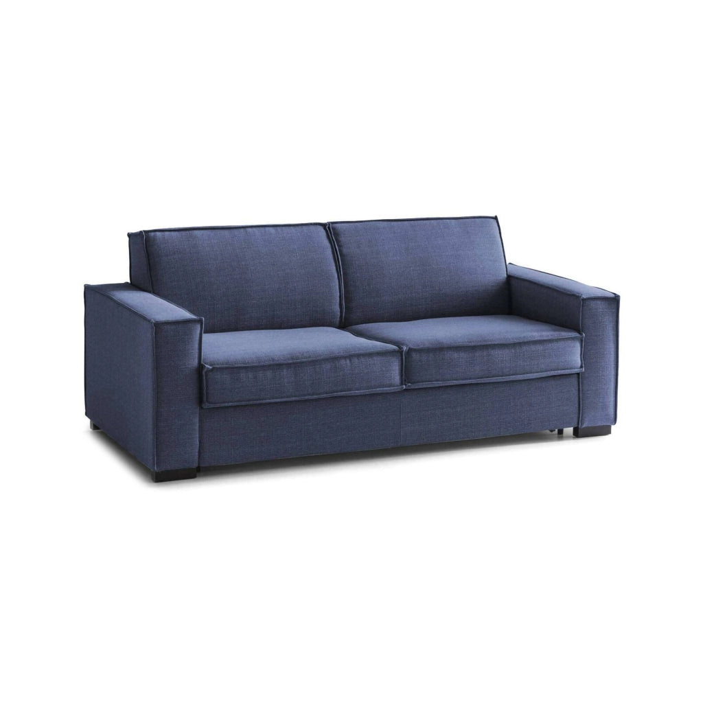 Divano fisso Aglientu, Divano a 2 posti, Made in Italy, SofÒ  Soggiorno in tessuto, con Braccioli slim, cm 160x95h90, Blu