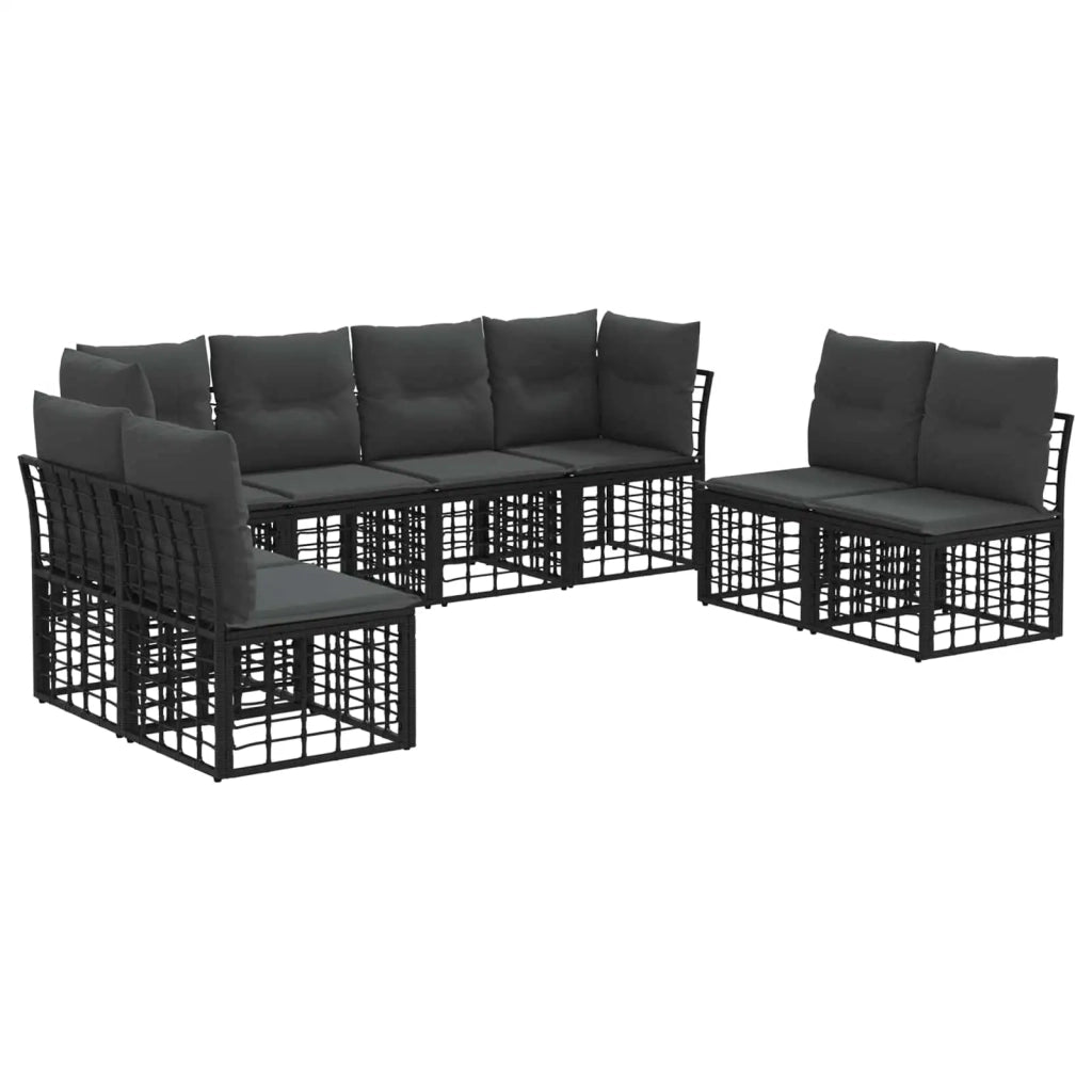 Set di divani da esterno Nero Poliestere