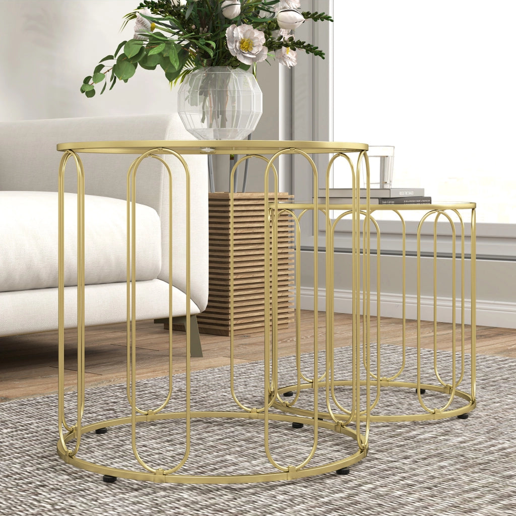 Tavolino da salotto ¨C zephmum ¨C vetro, metallo, oro
