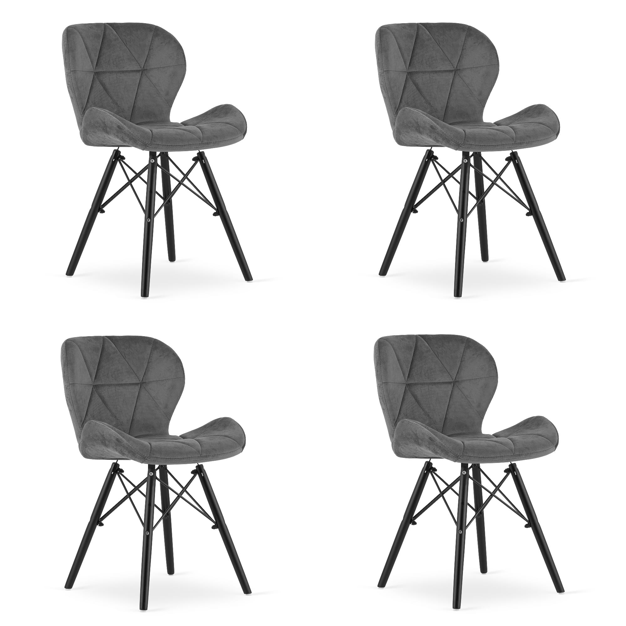 Sedia in velluto VALORA WAKO - Design moderno grigio con gambe nere x 4