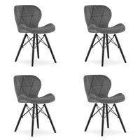 Sedia in velluto VALORA WAKO - Design moderno grigio con gambe nere x 4