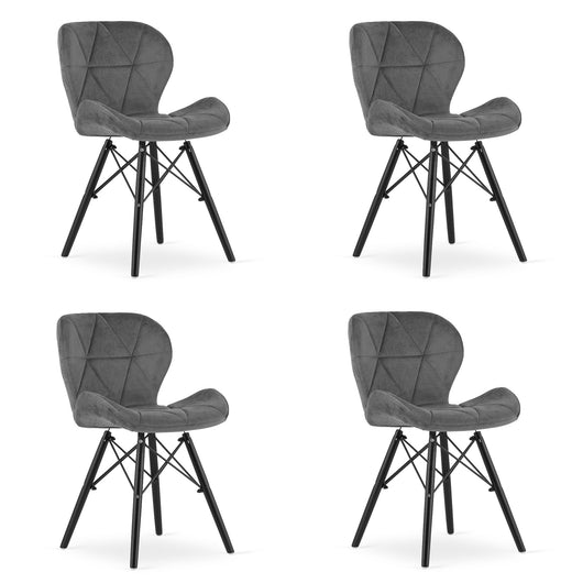 Sedia in velluto VALORA WAKO - Design moderno grigio con gambe nere x 4